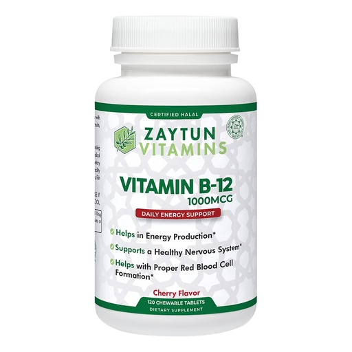 [BRSRMBL5CAHRGYAZ] Zaytun Halal Vitamin B12 1000mcg, Promotes Energy Production, Metabolism and Healthy Nervous System - Vegetarians and Vegans Formula - Dairy-Free - 4 Months Supply - Made in USA