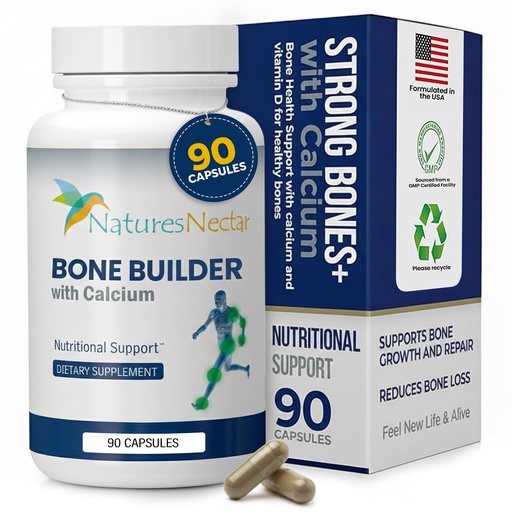 [BRSWKG33OAPBGELK] Nature's Nectar Bone & Joint Supplements for Men & Women – Supports Bone Health, Strength & Growth with Calcium, Vitamin D, Magnesium & Strontium – Bone Builder Formula for Maximum Absorption –90 Caps