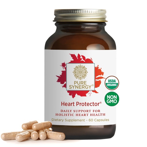 [BRSWKHQ6PMIBY33A] PURE SYNERGY Heart Protector | Organic Holistic Heart Supplement with Organic Hawthorn Berry, Resveratrol, and Nattokinase | for Blood and Vascular Support (60 Capsules)