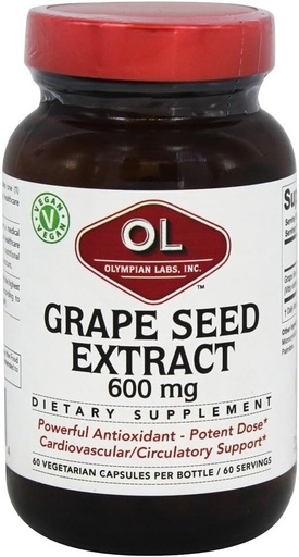 [BRSWIYT3PMDWC3IV] Olympian Labs Grape Seed Extract 600mg, podporuje srdce a imunitní zdraví, 60 Počet
