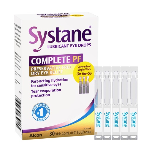 [BRSROBQDPJYWGCT3] Systane Complete Preservative Free Dry Eye Drops, 30 Ct Single Use Vials
