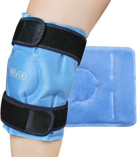 [BRSWY2YQAEPRMDY6] REVIX Ice Pack for Knee Pain Relief, Reusable Gel Ice Wrap for Leg Injuries, Swelling, Knee Replacement Surgery, Cold Compress Therapy for Arthritis, Meniscus Tear and ACL Blue