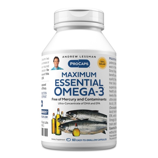 [BRSWGYILDENQI336] ANDREW LESSMAN Maximum Essential Omega-3 Unflavored, 60 Softgels - Ultra-Pure Omega-3 Fish Oil 1200 mg-High DHA, No Mercury Supplement-Small, Easy to Swallow Fish Oil Capsules