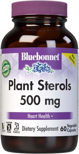 [BRSWIYYOBIAQ4EDY] Bluebonnet Nutrition Plant Sterols 500mg, Supports Heart Health*, Gluten-Free, Non-GMO, Kosher, Dairy-Free, Vegan, 60 Vegetable Capsules, 60 Servings