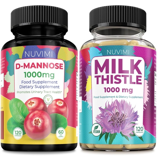 [BRSRAGT5CMPAA2DK] D Mannose 1000 mg & Milk Thistle 1000 mg 120 Capsules Each