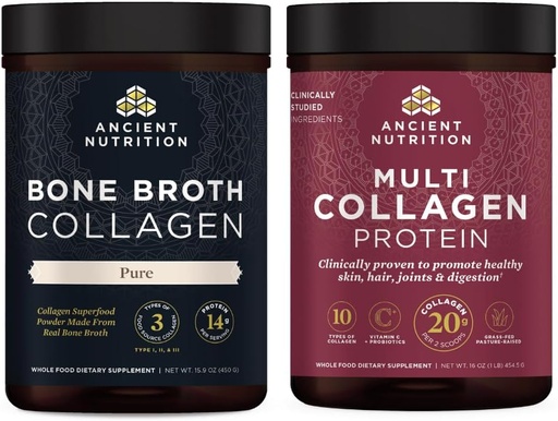 [BRSRMEARCEOQYDL5] Antiguo Bono Nutricional Broth Collagen Powder, Puro, 30 Servidores + Multi Collagen Protein Powder, Desarrollado, 45 Servimientos