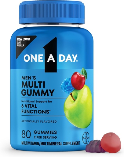 [BRSWYZYQCJ6WKEYZ] One A Day Mens Multivitamins Gummies – Multivitamin for Men with Vitamin D, Zinc, Folic Acid, Chewable Vitamin Gummies, Physical Energy Support 80 Count