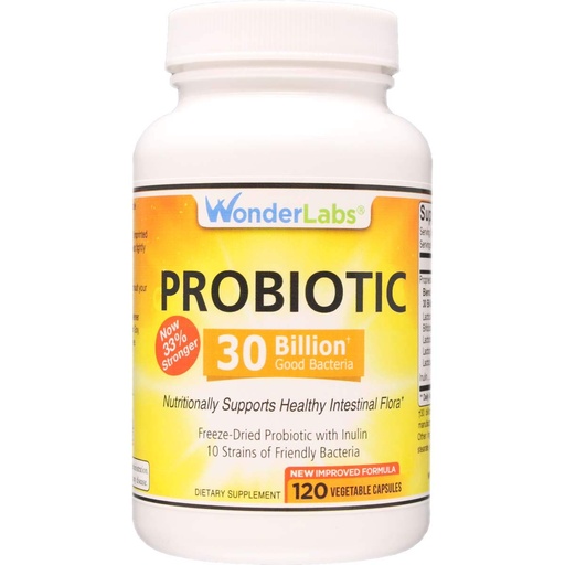 [BRSWIGILOENGGAD6] Wonder Laboratories Probiotic 30 Billion Good Bacteria (8 Lactobacillus Strains and 2 Bifidobacterium Strains), Nutritionally Support a Healthy Digestive System, 120 Capsules