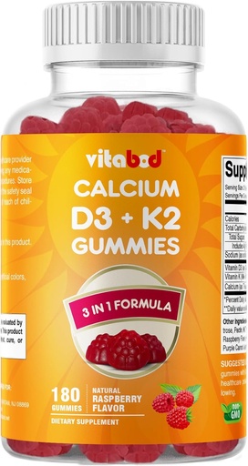 [BRSRMHABPIHGEFDJ] Vitamin D3 + K2 Gummies – Bone & Heart Health Support – 180 Pectin-Based Vegan Gummies