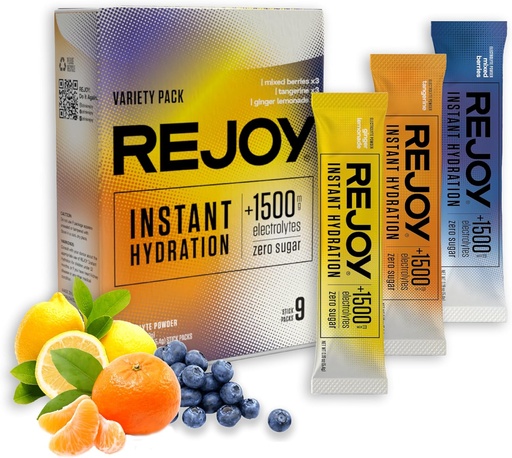 [BRSRAZT6DMJWOE3L] Rejoy – Electrolyte Powder Packets, 9 Sticks – 水利饮料混合剂补充剂 – 无糖, Keto 和 Paleo Friendly, Vegan, Non-GMO, 轻松开放单服务棒(Variety Pack)
