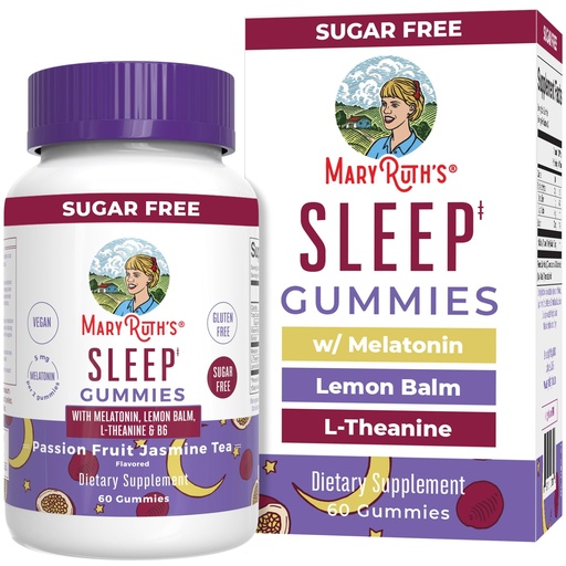 [BRSW2CYCBEHGYELU] MARYRUTH'S Melatonin 5mg Sleep Gummy with L-Theanine | Lemon Balm | Vitamin B6 | Sugar-Free | Relaxation | Vegan | Non-GMO | Gluten Free | 60 Count