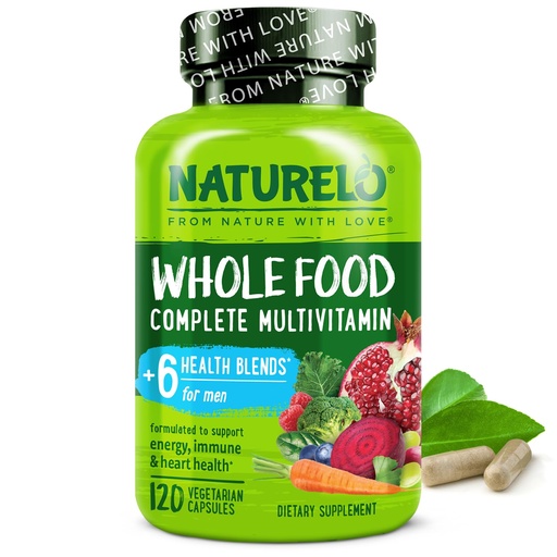 [BRSWKFAQA4FBGAYZ] NATURELO Mens Multivitamins - Whole Food Multivitamin for Men with Vitamins, Minerals - 120 Vegetarian Capsules for Energy, Brain, Heart, Eye Health*