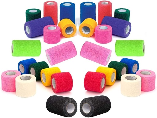 [BRSWIBQHAQDWIELO] Prairie Horse Supply Vet Wrap Tape Bulk (Assorted Colors) (6 Pack) (4 Inches Wide) Vet Wrap Medical First Aid Tape Self Adhesive Adherent for Ankle Wrist Sprains and Swelling