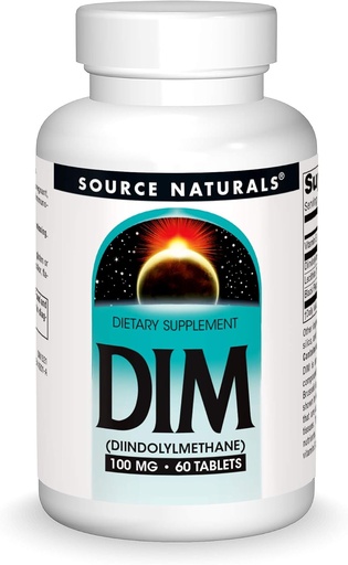 [BRSWIYYICQPAGGQ3] Source Naturals DIM, Diindolylmethane 100mg with BioPerine, Vitamin E & More - 60 Tablets