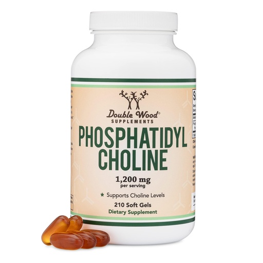 [BRSWGAQPDIAWMCL4] Phosphatidylcholine 1,200mg – 210 Softgels – Enhanced Version of Sunflower and Soy Lecithin (Choline Supplements) - Non-GMO and Gluten Free to Support Brain Health by Double Wood