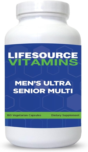 [BRSWKEY2A54RYCLK] LifeSource Vitamins Mäns Senior Multi - Vegetarian - En komplett multi för män 50 år och över - 180 kapslar - 60 dagars leverans