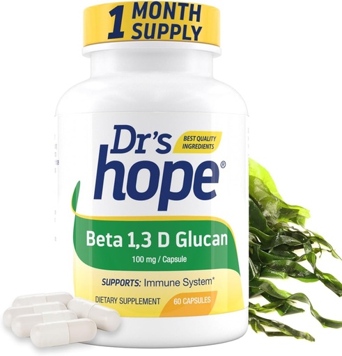 [BRSWGHDRAV7BSAL7] Beta 1,3D Glucan 200mg 60 Veggie Capsules - for Immune Wellbeing - Clean Formula Supplement - 2 Capsules/Day, 1-Month Supply - Made in The USA