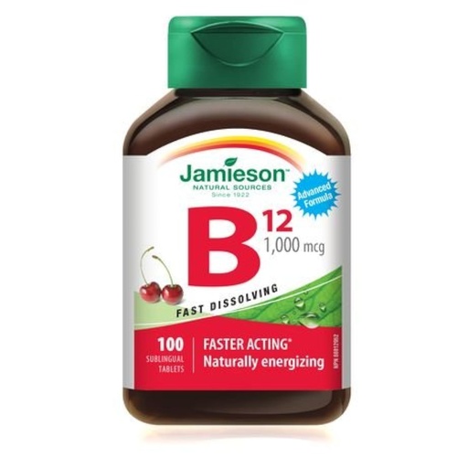 [BRSWGZTRBUIAIF3J] Jamieson Vitamin B12 Methylcobalamin Fast Dissolving Sublingual Tablets, 1,000 mcg, 100 sublingual Tablets