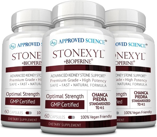 [BRSRMATRO4DRAELB] Approved Science Stonexyl - Herbal Support for Kidney Stones - 180 Capsules - Chanca Piedra - High Absorption - 3 Month Supply - Vegan
