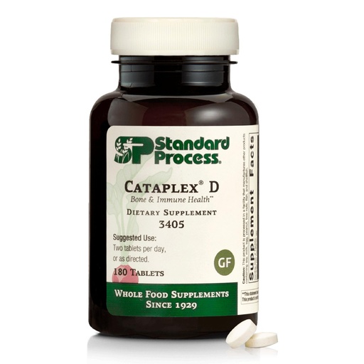 [BRSWGYITCMGQEDTA] Standard Process Cataplex D - Supports Immune System, Bone Strength & Bone Health - Aids Calcium Absorption - Contains Vitamin D and Antioxidant A - Gluten-Free, Non-Dairy & Non-Soy - 180 Tablets
