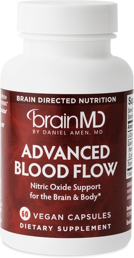 [BRSROH36AUHGAFI7] BRAINMD 高级血液流 - 60 Vegan Capsules - Nitric Oxide 支持大脑和身体 - Gluten Free - 30 services