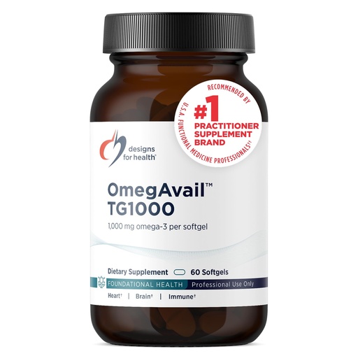 [BRSWIHA7CB5R43IV] Designs for Health OmegAvail TG1000 - TG (Triglyceride) Fish Oil Supplement with EPA/DHA - Highly Concentrated 1000mg Omega-3 Per Softgel - Natural Lemon Flavor + No Fishy Aftertaste (60 Softgels)
