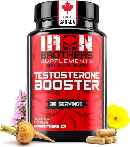 [BRSWGGT5A4GRS2T3] Iron Brothers Men’s Testosterone Support Supplement – Tribulus, Tongkat Ali, Ashwagandha & DIM – Daily Performance & Vitality Formula – with Fenugreek & Zinc – 30 Day Cycle – 90 Capsules