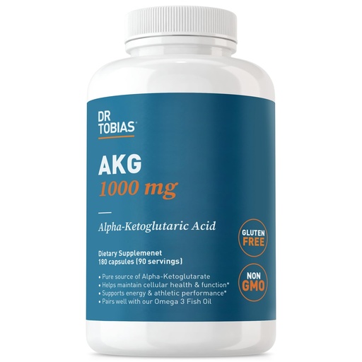 [BRSRAZAKDJ6QMFIU] Dr. Tobias AKG Supplement 1000mg Bioavailable Alpha Ketoglutaric Acid | Cellular Energy & Nitric Oxide Flow | Vegan, Gluten-Free, Non-GMO | 180 Capsules 90 Servings