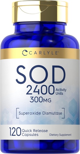 [BRSW2BQ5B4FRO2DV] Carlyle S.O.D. Supplement Capsules | 300mg | 120 Count | Superoxide Dismutase | Non-GMO and Gluten Free