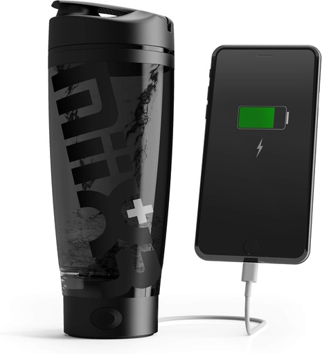 [BRSWGCAZOR6QAETB] Promixx Charge Shaker Bottle (MiiXR+ Edition) | Device-charging Vortex Mixer with Supplement Storage and Easy-to-clean Tritan Cup (20oz | Stealth Black)