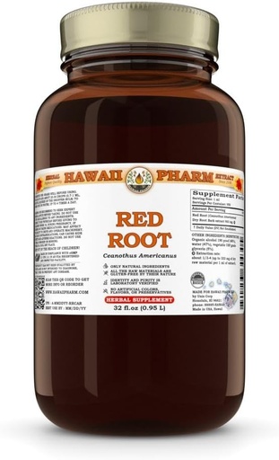 [BRSRAH3QCUGWACA2] Hawaii Pharm Red Root Extract, Tintura para Coração e Bem-Estar Linfático, Promove Conforto Digestivo, Destoxificação de Aids, Suporta Equilíbrio Gut e Absorção Nutriente - 32 fl.oz