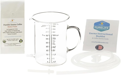 [BRSWIZI3BIBQKFTU] Pirty Life Cuper Eneema Kitt - 1 Qt Nototoxic Glass Enema Bucket - สําหรับ Colon Blakesing - บ้าน Enemas - Vir Datox for Gersson Profile - 1/2 Lb Organic Engatoric Enema cacaca - Lab test.