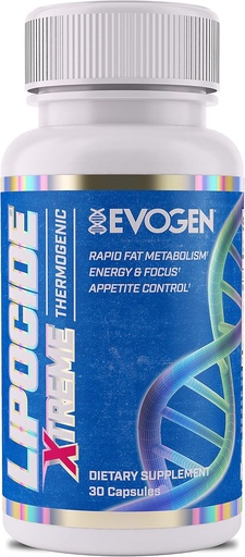 [BRSWYYYCBVYRMFI7] Evogen Nutrition Lipocide Xtreme | Maximum Strength Single Capsule Extreme Fat Burner, Dynamine, Capsimax, Bioperine | 30 Capsules