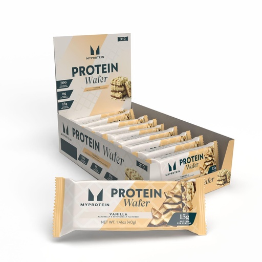 [BRSROBT2CF7QKHIZ] Myprotein Crispy Protein Wafers | 15g Protein | Box of 10 | Vanilla | High Protein Snack Bar | Milk & Whey Isolate | Low Sugar