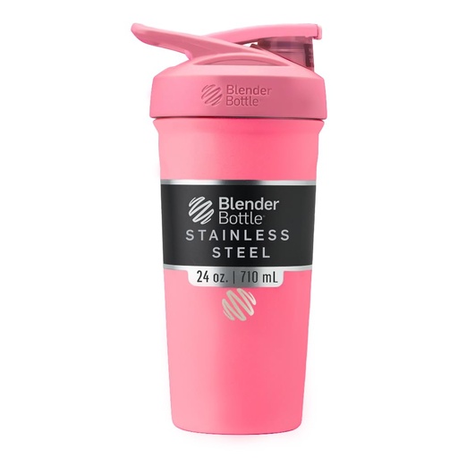 [BRSW2CAQOFYA4ADF] BlenderBottle Sport Insulated Stainless Steel Shaker Bottle with Wire Whisk, 24-Ounce, Pink – Protein Shakes & Hydration for Athletes & Fitness Enthusiasts, Easy Mixing, Lockable Lid