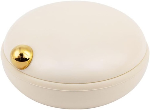 [BRSROFINAUOQOFLA] Garneck Travel Pill Organizer 4 Compartiment Daily Pill Case Small Portable Container Box Round Containers Beige for Outdoor Daily Travel