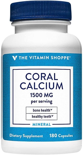 [BRSWIZIFB4HRMCDU] The Vitamin Shoppe Coral Calcium 1.500MG - Eco Safe Source of Calcium, Magnesium & Trace Minecals to Dukung Healthy Bones and Teeth (180 Capsules)