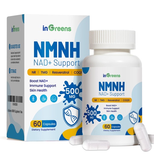[BRSRAZYFOQMB4E3X] inGreens 500mg NMNH, NMN Supplement Alternative with NR, TMG, Resveratrol, COQ10, NAD Supplement, Anti Aging, Energy, Boost NAD+ Levels, 60 Capsules