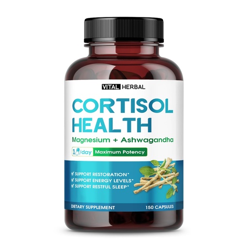 [BRSRAGIRAQNAMCTP] VITAL HERBAL Cortisol Health Supplement - Liposomal Magnesium with Ashwagandha L-Theanine St. John's Wort - Maximum Potency - Support Restoration, Strength