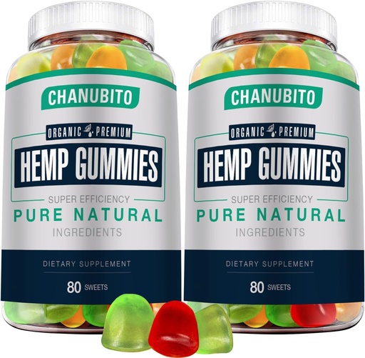 [BRSROEI3DMCBQETP] Hemp Gummies (2 Packs) Organic Hemp Supplement High Potency for Adults - with Pure Hemp Oil Extract - Natural Edibles Gummy-Vegan, Non-GMO, Low Sugar