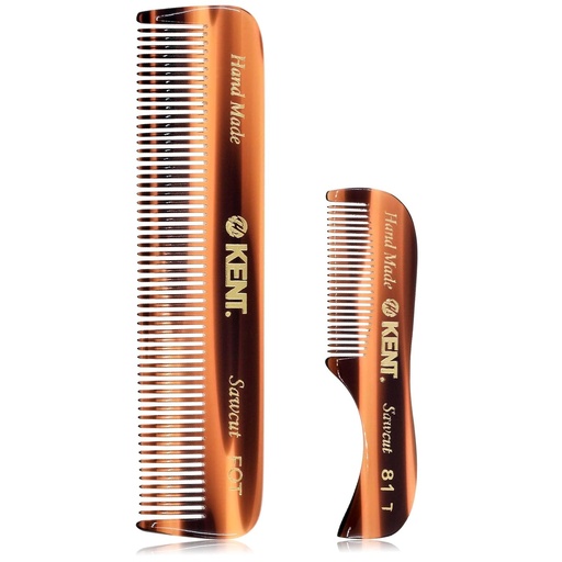 [BRSWGCQPOIIWMADG] Kent Beard and Mustache Grooming Set - Handmade Pocket Combs for Men's Travel and Home Use, Mini Combs for Grooming