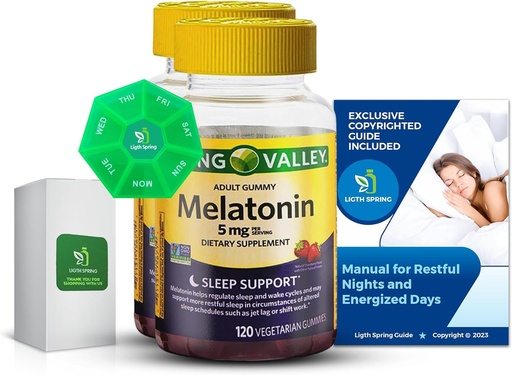 [BRSROAYNAQGW2GT3] Melatonin 5Mg, 120 Gummies, Sleep Support (2 Pack) with Bundle Exclusive Better Ligth&Spring Guide