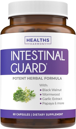 [BRSWKHAIC4GWAFA4] Intestinal Guard (Non-GMO) - Potent Natural Formula with Wormwood, Black Walnut, Goldenseal, PAU D'Arco, Clove, Garlic, More - All in One Supplement - 60 Capsules (No Pills)
