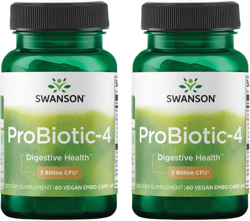 [BRSWGFD3DEHAO3LO] Swanson Probiotic-4 3 Billion Cfu 60 Veg Caps (2 Pack)