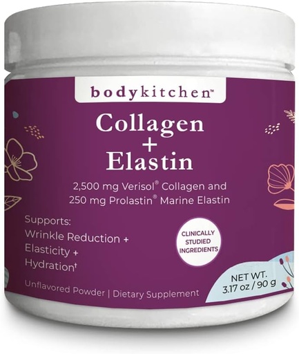 [BRSRMHA6AF5RMGTH] Body Kitchen Collagen + 250 mg Elastin - podporuje hydrataci pokožky, elasticitu a zdravé stárnutí, neochucený prášek (30 Služeb)