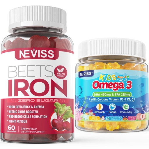 [BRSRABIECR7G2CY6] Iron Gummies 2 Pack + Kids Omega 3 Gummies 2 Pack