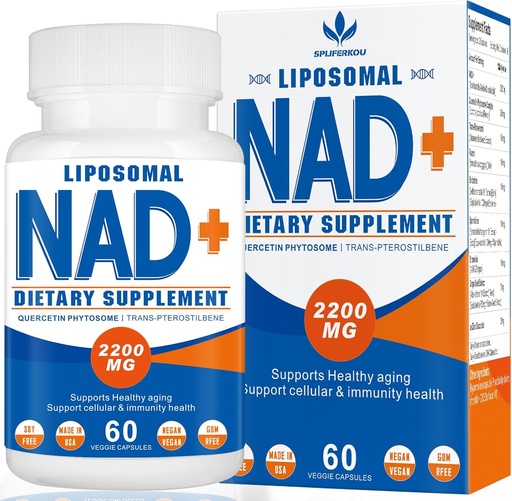 [BRSROC33CMDW2G3U] 2200 mg Liposomal NAD+ Tillegg - Forbedrer celleenergi og aldring defese, 60 kapsler