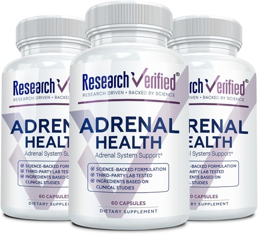 [BRSW2CABCQIAGEY2] Research Verified Adrenal Support - 180 Capsules - Support Adrenal Gland Function, Boost Energy, Balance Cortisol - Mushrooms, B Vitamins, Bioflavonoids, BioPerine