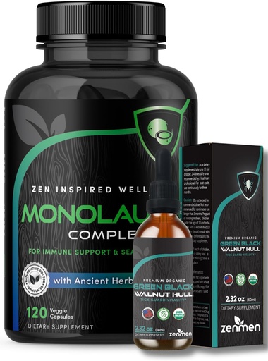 [BRSRAGQKBAPBGHQ6] Zenmen Immune Support Bundle: Green Black Walnut and Monolaurin Capsules
