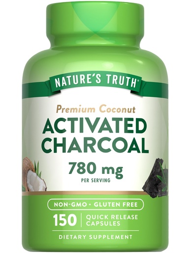 [BRSWGCT3OQBAYCIV] Nature's Truth Activated Charcoal Capsules 780 mg | 150 Pills | from Coconut Shells | Non-GMO & Gluten Free Supplement